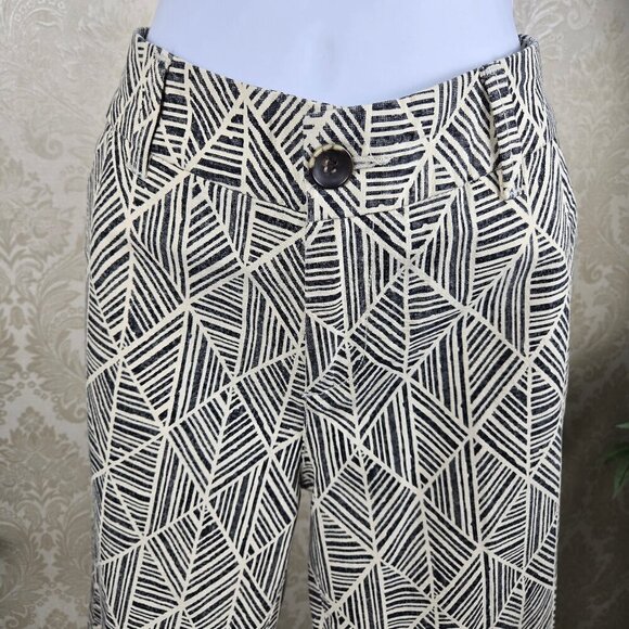 Soft Surroundings Size 4 Black & Cream Patterned Cropped Pants Straight Leg NWT - Picture 2 of 16